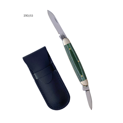 Joseph Rodgers 23GLS - 40mm Polished Stainless Steel, Gentleman's Pocket Knife (Green Wood Scales Handle)