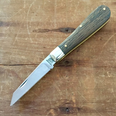 Joseph Rodgers 61DOSat - 60mm Stainless Steel Straight Edge Sheepsfoot Knife (Satin Finished with Dark Oak Scales)