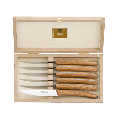 Claude Dozorme CD.001.89 - Le Theirs Steak Knives Olive Wood Handle (Box of 6)