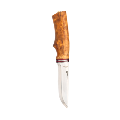 Helle-Futura - 105mm Triple Laminted Stainless Steel H3LS Drop Point Knife (Curly Birch Handle)