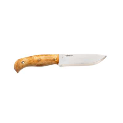 Helle Nord Sleipner - 147mm Stainless Steel Knife (Curly Birch Handle with Vulcanized Fibres & Leather Sheath)