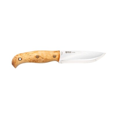 Helle-Nordlys - 122mm 14C28N Stainless Steel Outdoor Knife (Curly Birch Handle & Leather Sheath)