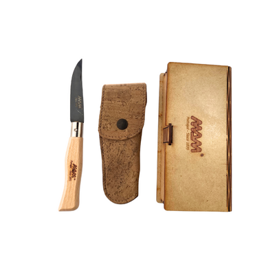 MAM_POCKETB - Gift Box Containing (83mm Black Titanium Douro Pocket Knife & 145mm Cork Knife Bag)