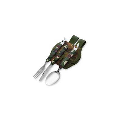 Maserin ME992-5 - AISI 420 Stainless Steel Camouflaged Picnic Set (Folding Fork, Spoon & Serrated Knife)