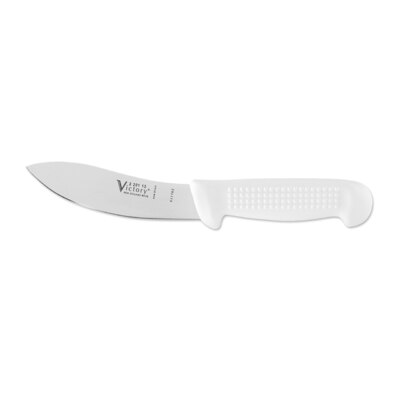 Victory Knives V220113115P - 2.5mm x 13cm Stainless Steel Sheep Skinning Knife, Hang-Sell (White Plastic Handle) 