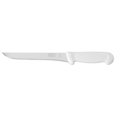 Victory Knives V271019115P - 2.5mm x 19cm Stainless Steel Straight Boning Knife, Hang Sell (White Plastic Handle)