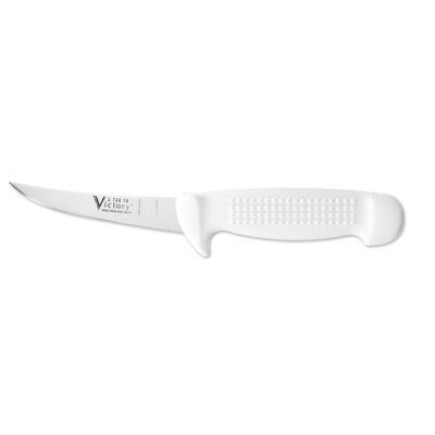 Victory Knives V272010115P - 2.5mm x 10cm Stainless Steel Flexible Boning Knife, Hang Sell (White Plastic Handle)