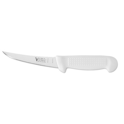 Victory Knives V272013115P - 2.5mm x 13cm Stainless Steel Flexible Boning Knife, Hang Sell (White Plastic Handle)