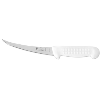 Victory Knives V272015115P - 2.5mm x 15cm Stainless Steel Flexible Boning Knife, Hang Sell (White Plastic Handle)