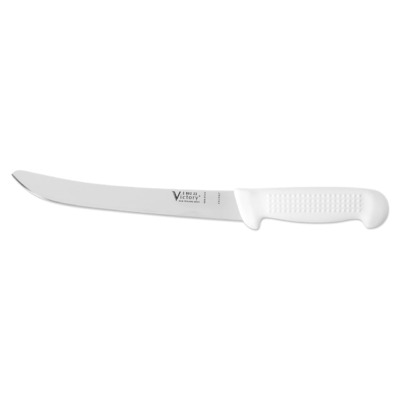 Victory Knives V280222115P - 2.5mm x 22cm Stainless Steel Wide Blade Filleting Knife, Hang Sell (White Plastic Handle)