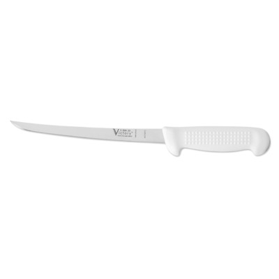 Victory Knives V350620115P - 2mm x 20cm Stainless Steel Narrow Filleting Knife, Hang Sell (White Plastic Handle)