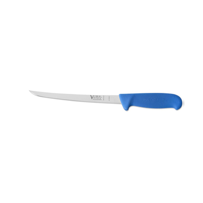 Victory Knives V350620200BC - 2mm x 20cm Stainless Steel Narrow Filleting Knife, Hang Sell (Blue Progrip Handle)