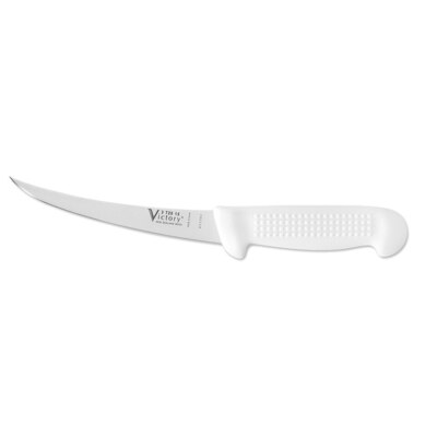 Victory Knives V372015115P - 2mm x 15cm Stainless Steel Flexible Curved Filleting Knife, Hang Sell (White Plastic Handle)