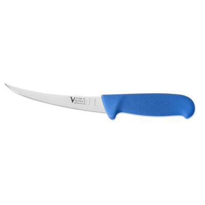 Victory Knives V372015200BA - 2mm x 15cm Stainless Steel Flexible Curved Filleting Knife, Hang Sell (Blue Progrip Handle)